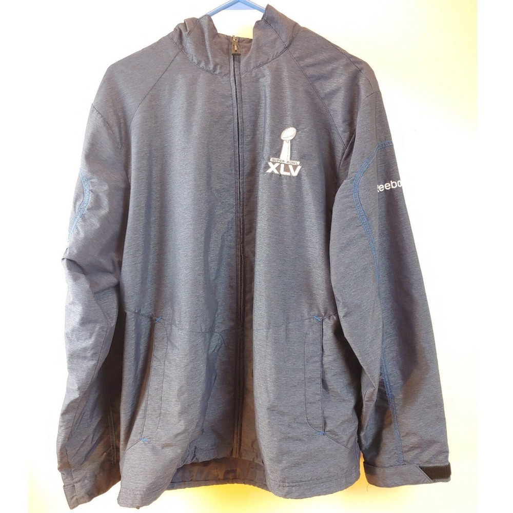 Reebok Super Bowl XLV Full Zip Jacket‎ Windbreaker Lightweight Small Athleisure